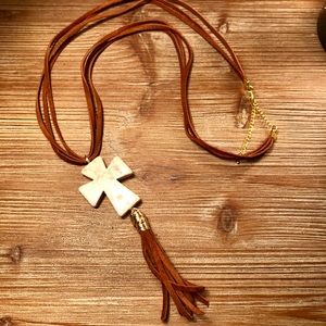 New! Western Cross Tassel Necklace